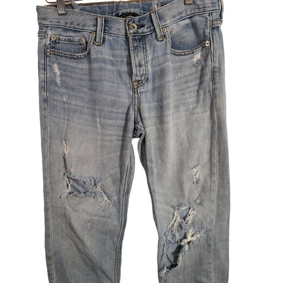 Abercrombie Fitch Jeans Womens 27 Boyfriend Straight Destroyed Grunge Button Fly - Picture 4 of 14